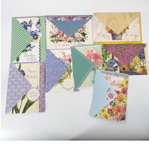 New Beginnings Coordinated Greeting Card Collection Birthday Cards Lot 8 Floral